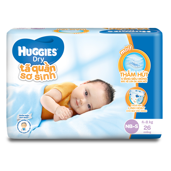  Bỉm quần Huggies Dry S26 (4-8kg)