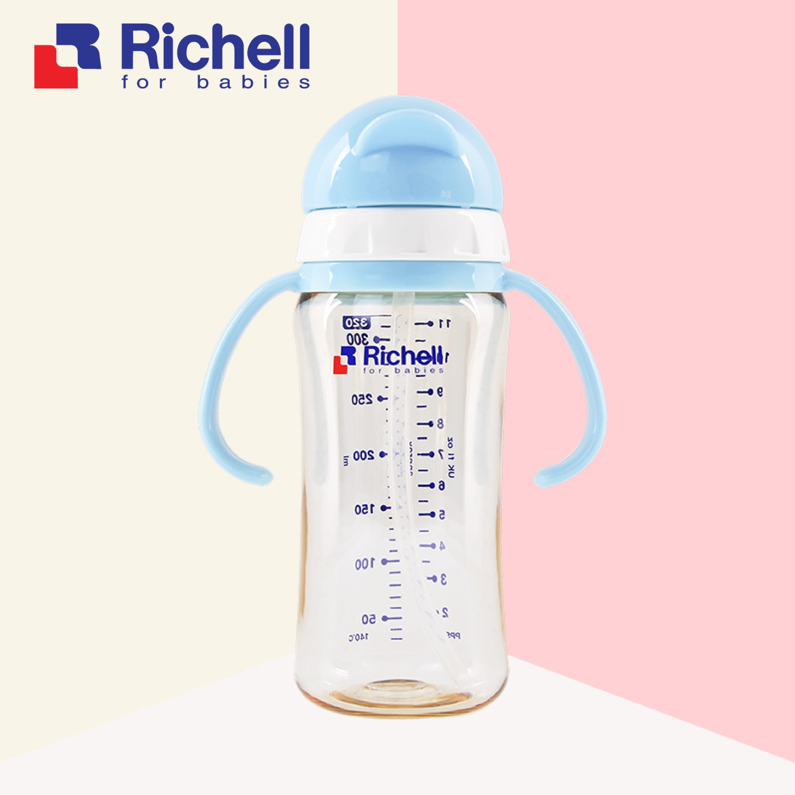 Bình ống hút PPSU Richell 320ml (xanh) RC99131