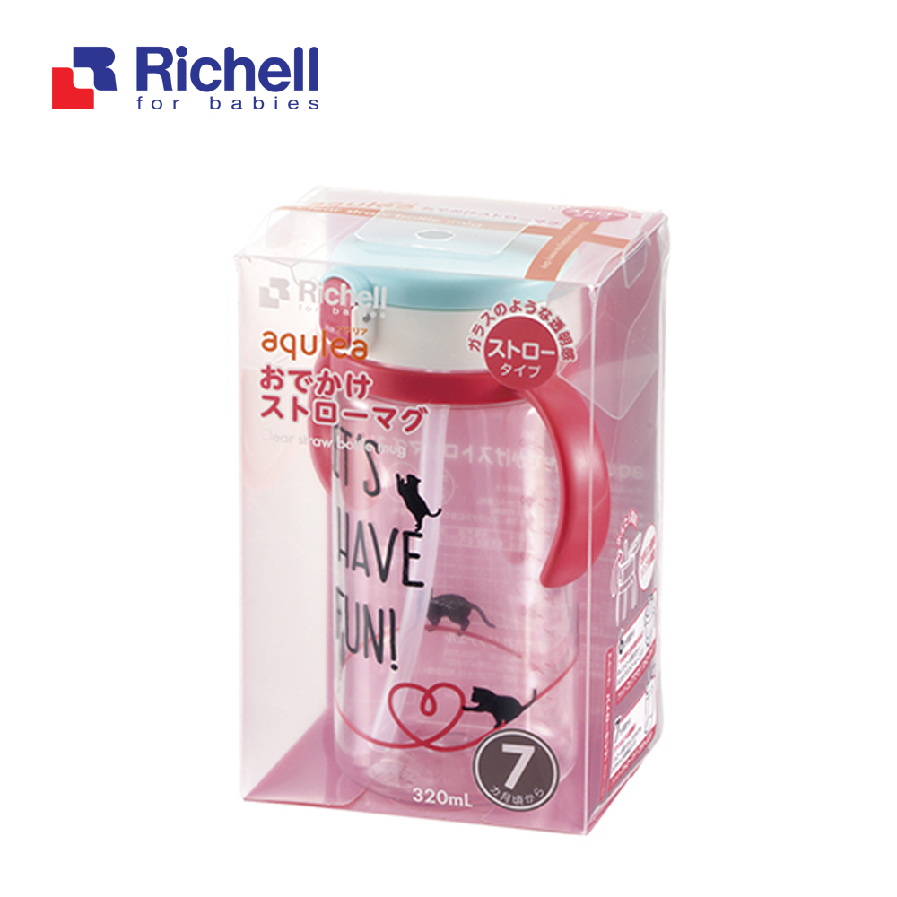 Cốc ống hút Richell (320ml-đỏ) RC41033