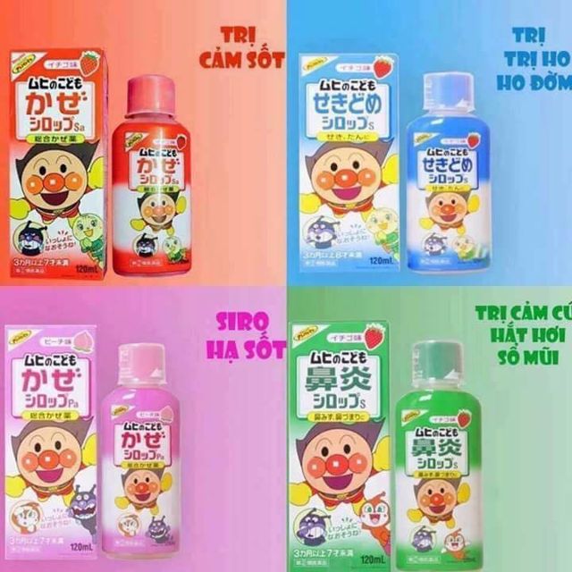 Siro trị cảm sốt muhi vị dâu (3m+)(120ml)(ho kèm sốt)