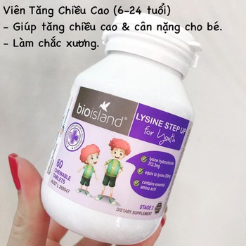 Viên tăng cao & miễn dịch Lysine Bio Island (60 viên) (6-24 tuổi)