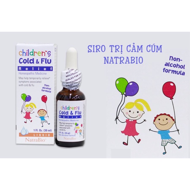 Siro trị cảm cúm Cold & Flu NatraBio (30ml) (1Y+)