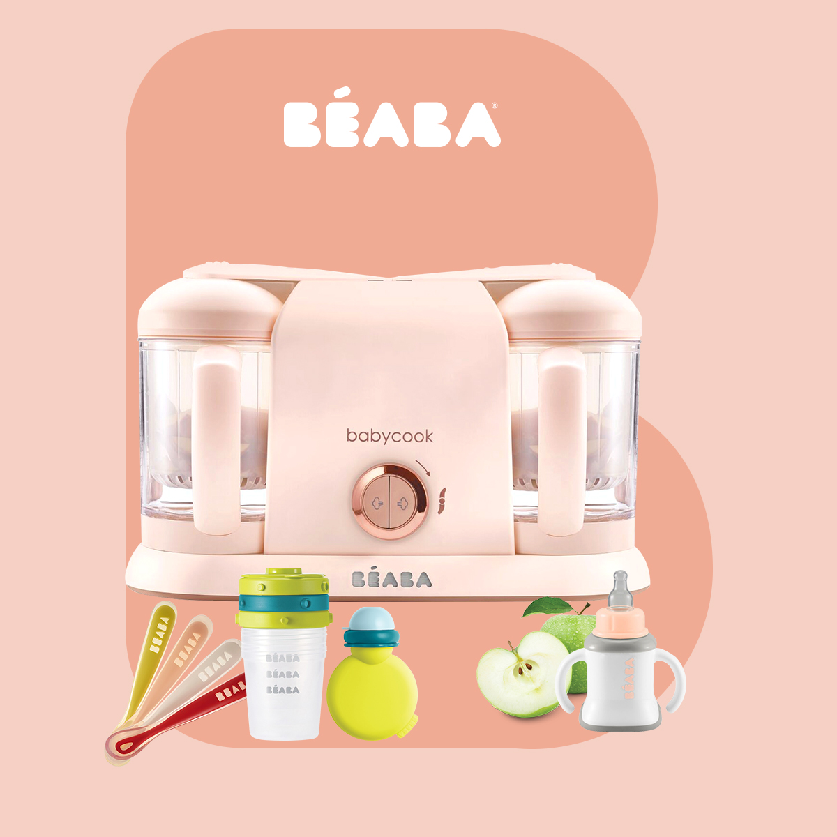 Máy Hấp Xay Đôi Babycook Duo Hồng Gold Béaba