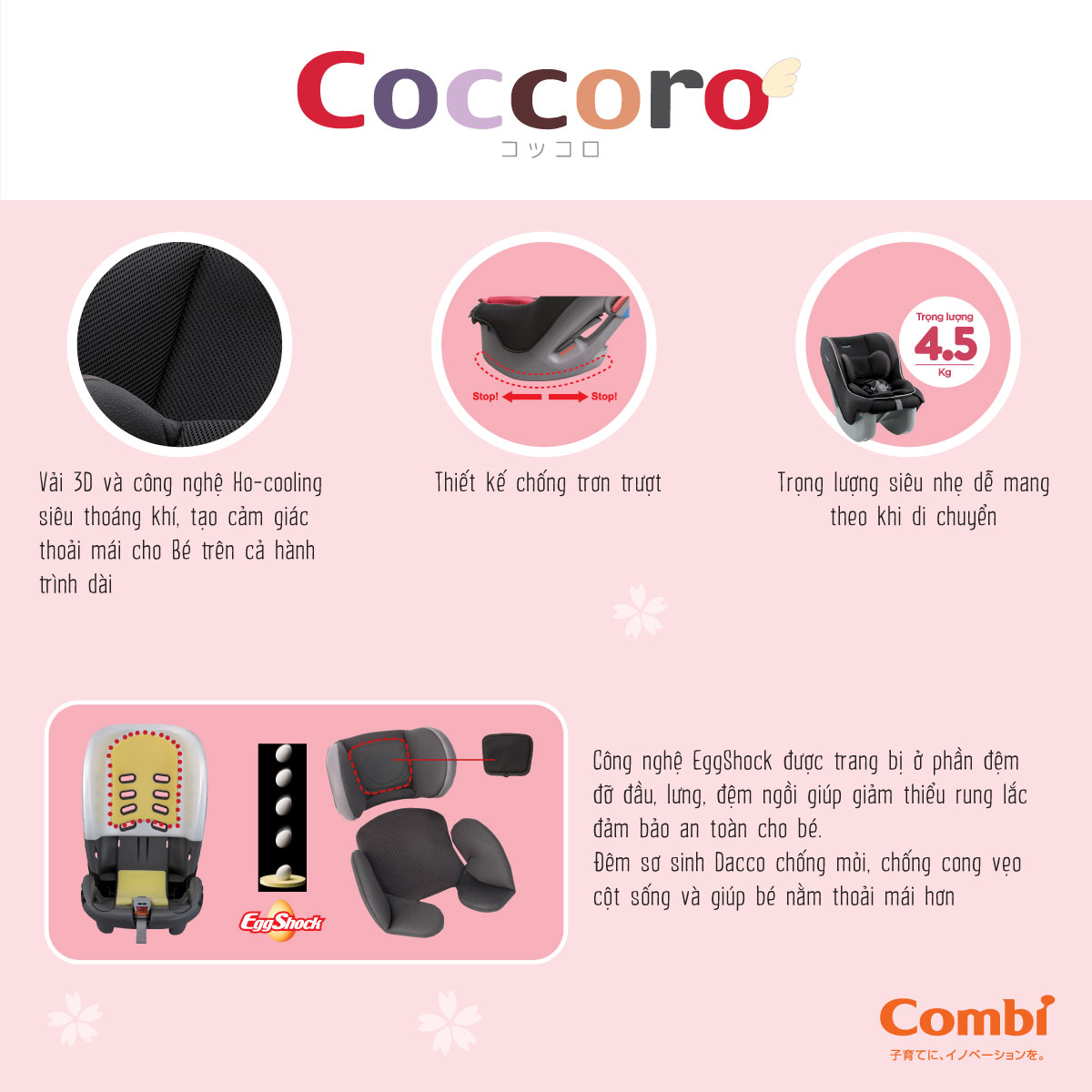 Ghế ngồi ô tô Combi Coccoro EG màu đen