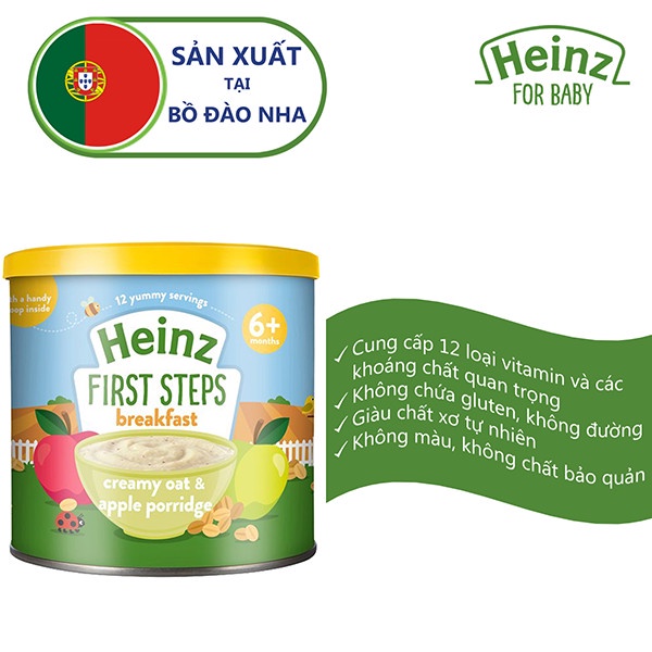 Bột ăn dặm Heinz vị Yến mạch và táo 240g (6M+)