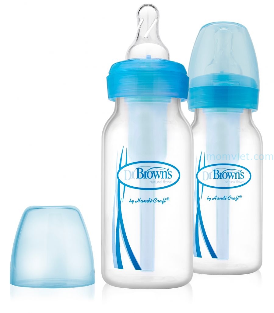 Combo 2 bình sữa Dr Brown's nhựa cổ thường options xanh (120ml)